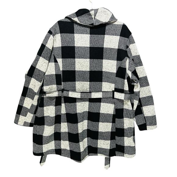 STEVE MADDEN Women Trench Coat Sz 3XL Buffalo Check Plaid Tie Waist Cozy Classic - Picture 7 of 12
